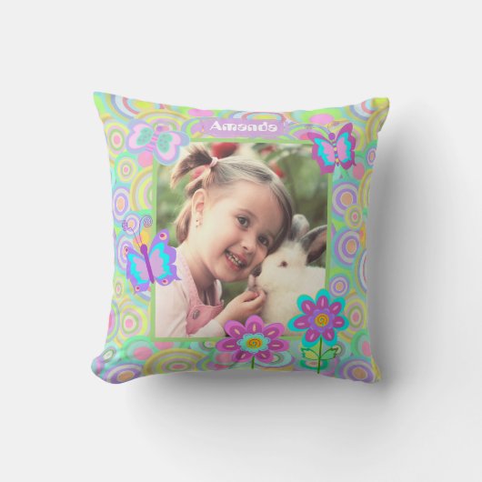 Kute girly aangepaste fotogrens kussen (Voorkant)