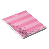 Kute Girly Blush Pink Hearts op horizontale strepe Notitieblok (Schuin)