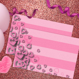 Kute Girly Blush Pink Hearts op horizontale strepe Tissuepapier