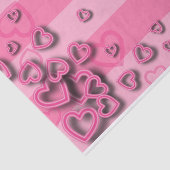 Kute Girly Blush Pink Hearts op horizontale strepe Tissuepapier (Detail)
