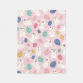 Kute Girly Bunny Modern Pink Floral Eggs Fleece Deken (Voorkant)