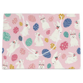 Kute Girly Bunny Modern Pink Floral Eggs Groot Cadeauzakje (Voorkant)