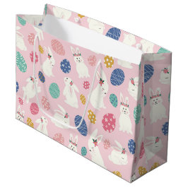 Kute Girly Bunny Modern Pink Floral Eggs Groot Cadeauzakje