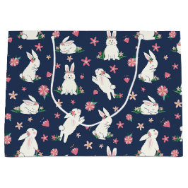 Kute Girly Bunny Rabbit Modern Blue Roze Groot Cadeauzakje