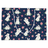 Kute Girly Bunny Rabbit Modern Blue Roze Groot Cadeauzakje (Achterkant)