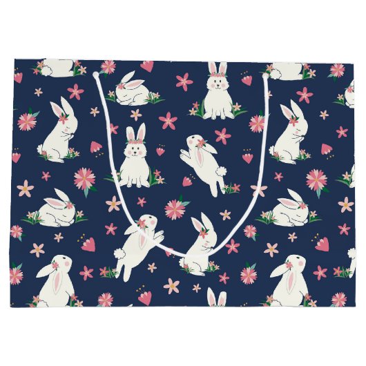 Kute Girly Bunny Rabbit Modern Blue Roze Groot Cadeauzakje (Achterkant)