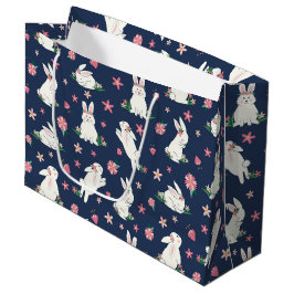 Kute Girly Bunny Rabbit Modern Blue Roze Groot Cadeauzakje