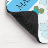 Kute Girly Flower Personalized Name Blue Muismat (Hoek)