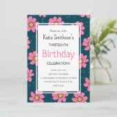 Kute Girly Flowers Pastel Pink & Blue Birthday Kaart (Staand voorkant)