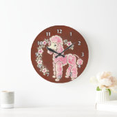 Kute Girly Fluffy Pink Poodle Dog Grote Klok (Huis)
