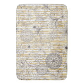 Kute Girly Grey Floral Doodles Gold Stripes Design Badmat (Voorkant Verticaal)