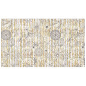 Kute Girly Grey Floral Doodles Gold Stripes Design Tafelkleed (Voorkant (Horizontaal))