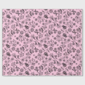 Kute Girly Honey Bees Floral Pattern Pastel Pink Cadeaupapier (Vlak)