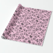 Kute Girly Honey Bees Floral Pattern Pastel Pink Cadeaupapier (Uitgerold)