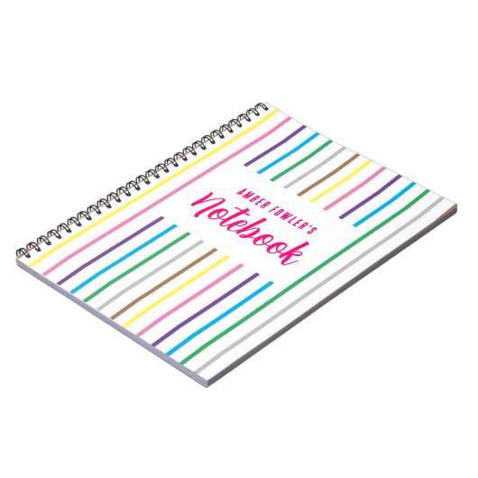 Kute Girly Kinder gestreept ruggengraat van school Notitieboek (Linkerzijde)