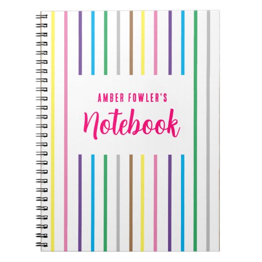 Kute Girly Kinder gestreept ruggengraat van school Notitieboek (Voorkant)