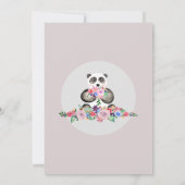 Kute Girly Modern Flower Panda & Name 1st Birthday Kaart (Achterkant)