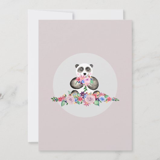 Kute Girly Modern Flower Panda & Name 1st Birthday Kaart (Achterkant)