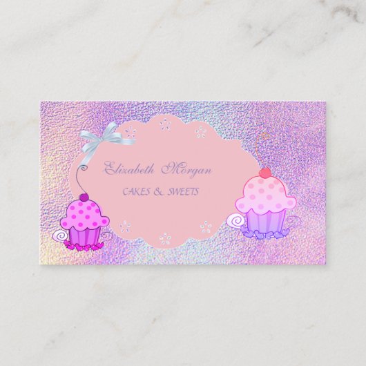 Kute Girly Modern, holografische broodbakkerij Visitekaartje (Voorkant)