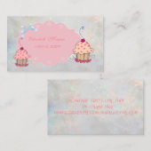 Kute Girly Modern, Opal Holographic Cupcake Bakery Visitekaartje (Voorkant / Achterkant)