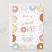 Kute Girly Modern Pastel Donut First Birthday Kaart (Voorkant)