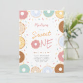 Kute Girly Modern Pastel Donut First Birthday Kaart (Staand voorkant)
