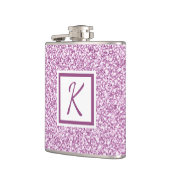 Kute Girly Monogram Pink Sparkle Flask Heupfles (Links)