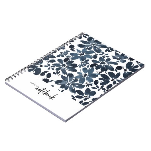 Kute Girly Navy Floral Hoesje Notitieboek (Linkerzijde)