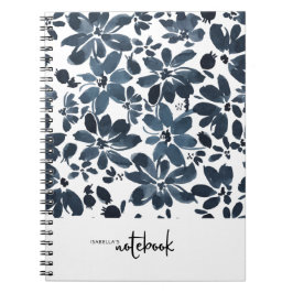Kute Girly Navy Floral Hoesje Notitieboek