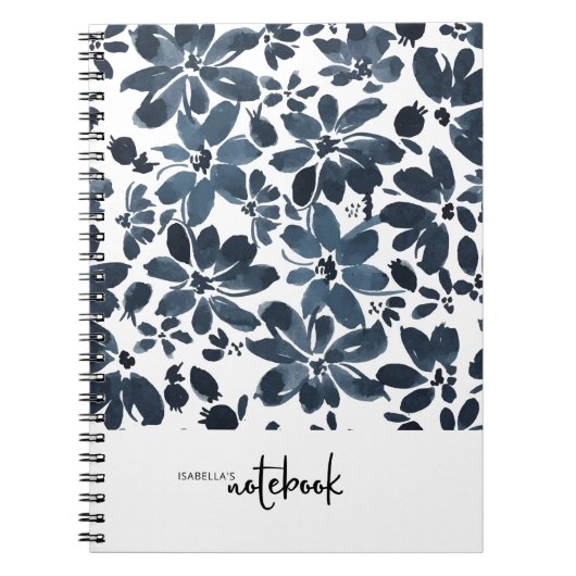 Kute Girly Navy Floral Hoesje Notitieboek (Voorkant)