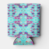 Kute Girly Paars Flower Pattern op Aqua Blue Blikjeskoeler (Voorkant)