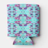 Kute Girly Paars Flower Pattern op Aqua Blue Blikjeskoeler (Achterkant)