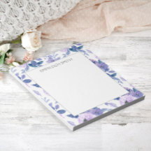 Kute Girly Paarse Waterverf Flowers Leaves