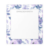 Kute Girly Paarse Waterverf Flowers Leaves Notitieblok (Voorkant)