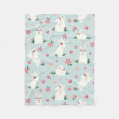 Kute Girly Paaster Bunny Modern Pink Floral Fleece Deken (Voorkant)