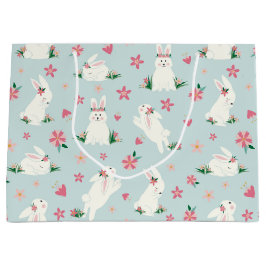 Kute Girly Paaster Bunny Modern Pink Floral Groot Cadeauzakje