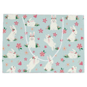 Kute Girly Paaster Bunny Modern Pink Floral Groot Cadeauzakje (Achterkant)