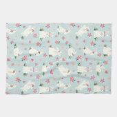 Kute Girly Paaster Bunny Modern Pink Floral Theedoek (Horizontaal)