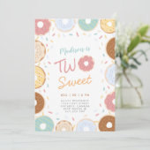 Kute Girly Pastel Donut Two Sweet Second Birthday Kaart (Staand voorkant)