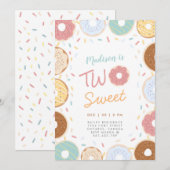 Kute Girly Pastel Donut Two Sweet Second Birthday Kaart (Voorkant / Achterkant)