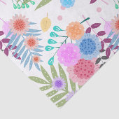 Kute Girly Pastel Flowers and Leaves Pattern Tissuepapier (Detail)