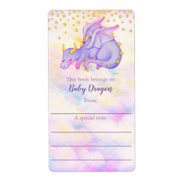 Kute Girly Pastel Paarse Dragon Bookplaat Etiket