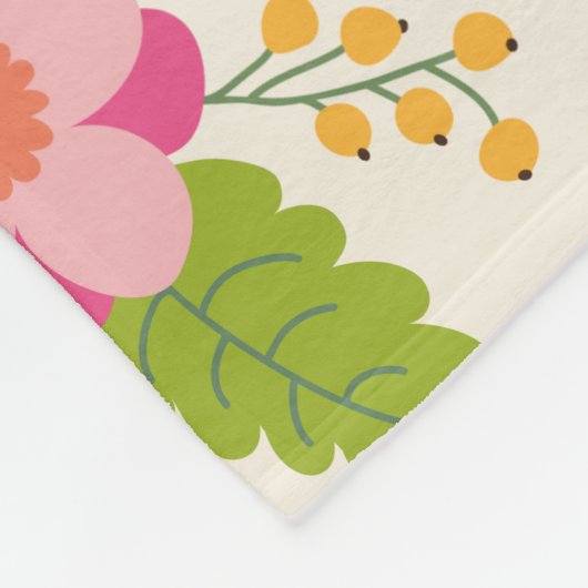 Kute Girly Pastel Spring Flower Pattern + Monogram Fleece Deken (Hoek)