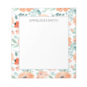 Kute Girly Peach Flowers Green Leaves Notitieblok (Voorkant)