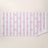 Kute Girly Pink Hearts , Stripes - Personalized Strandlaken (Voorkant)