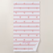 Kute Girly Pink Hearts , Stripes - Personalized Strandlaken (Voorkant)