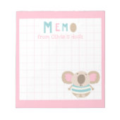 Kute Girly Pink Lijst Koala van bureau Memo Notitieblok (Voorkant)