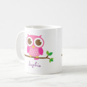Kute Girly Pink Owl for Girls Koffiemok (Voorkant links)