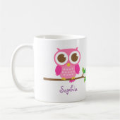Kute Girly Pink Owl for Girls Koffiemok (Links)