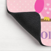 Kute Girly Pink Owl on Branch for Girls Muismat (Hoek)